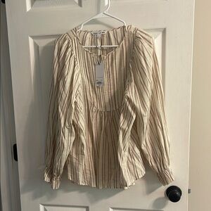 NWT Striped Cream Blouse